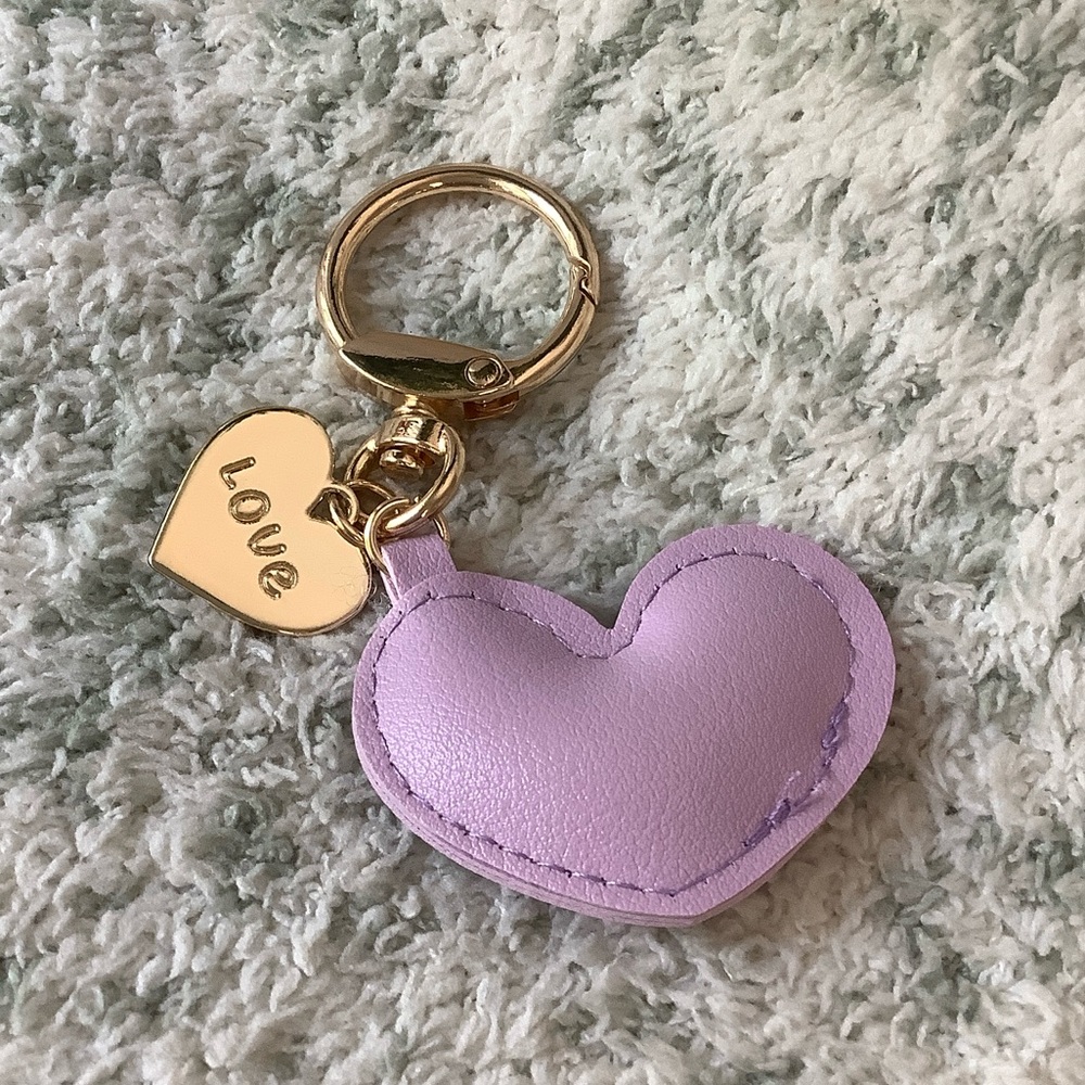 Lavender Love Charm Heart Keychain NWT 2” x 3.25”